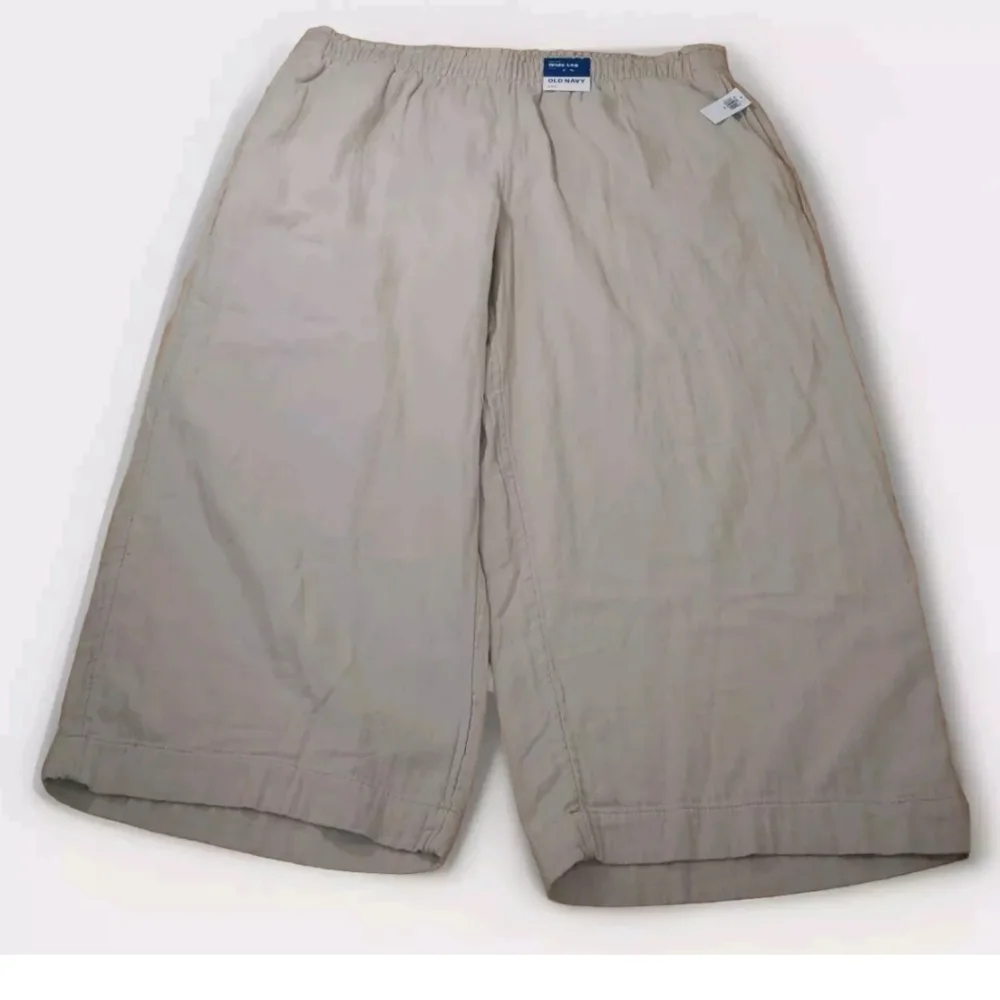 Old Navy Gauzy Wide Leg Pants Woman XXL High Rise Ankle Beige Minimalist Coastal